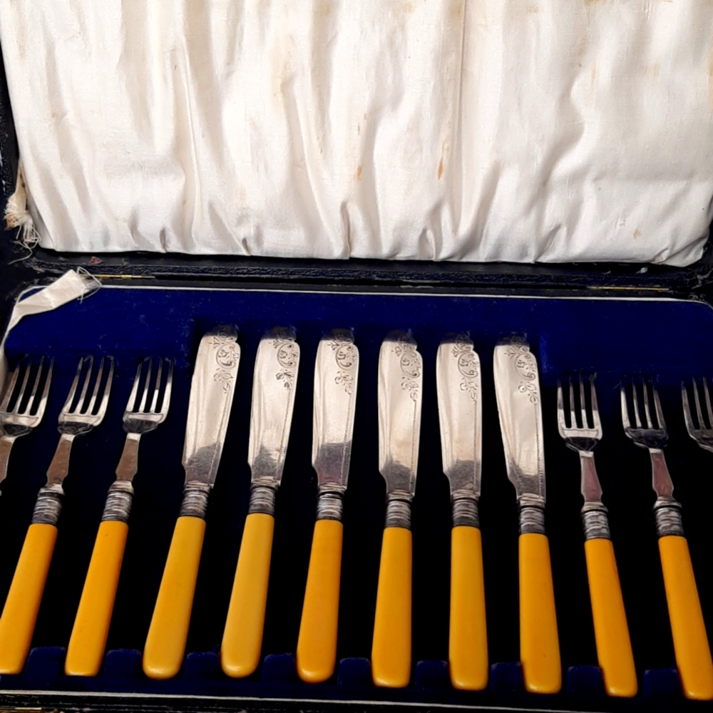 Antique fish set, original box early 1900s